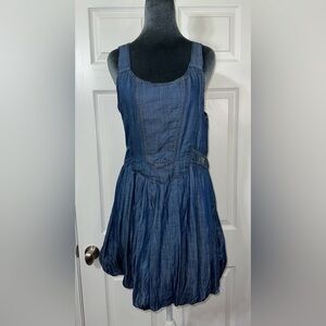 MECCA FEMME Y2K Blue Denim Mini Bubble Hem Dress